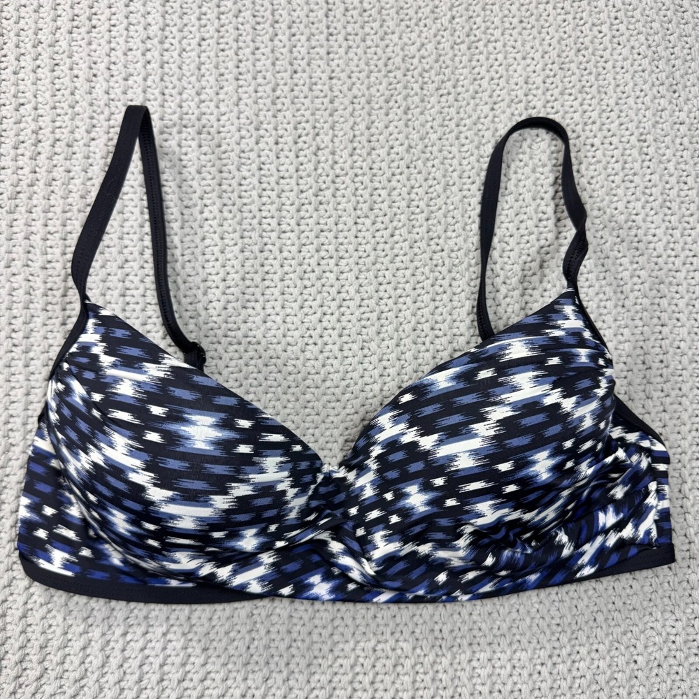 Skye Liz Molded Cup Bikini Top L Underwire Push-Up Swimsuit Ruched Vestige Black